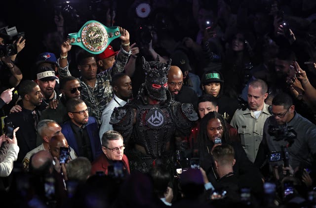 Deontay Wilder on his way to the ring in Las Vegas