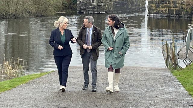 Michelle O’Neill (left), with Andrew Muir and Emma Little-Pengelly