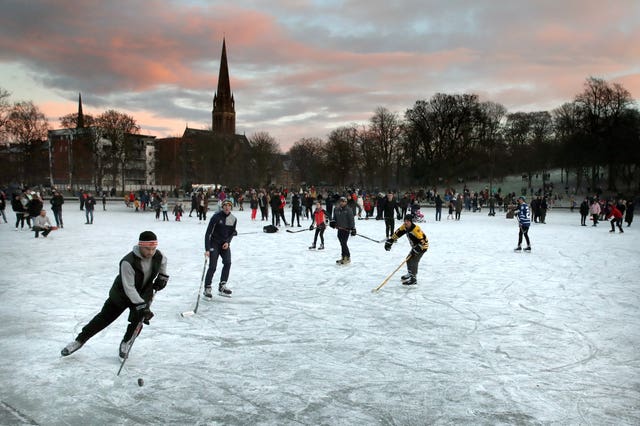 The pond became a magnet for skaters during the recent cold snap