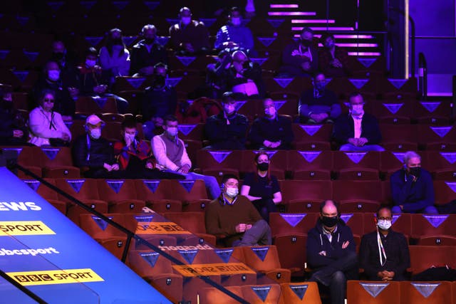 There were also a limited number in attendance at the snooker at the Crucible Theatre in Sheffield