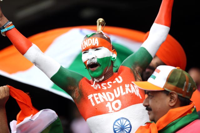 An India fan salutes Sachin Tendulkar, who was at Edgbaston for the game against England