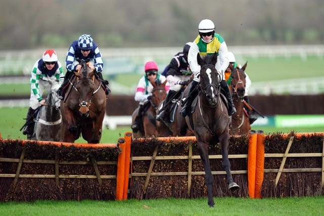 Hillcrest winning the Ballymore Novices’ Hurdle at Cheltenham Racecourse