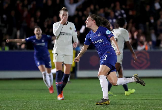 Hannah Blundell celebrates scoring Chelsea's opener