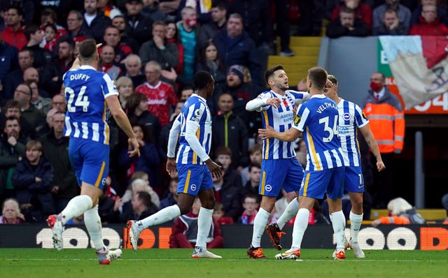 Brighton celebrate a goal