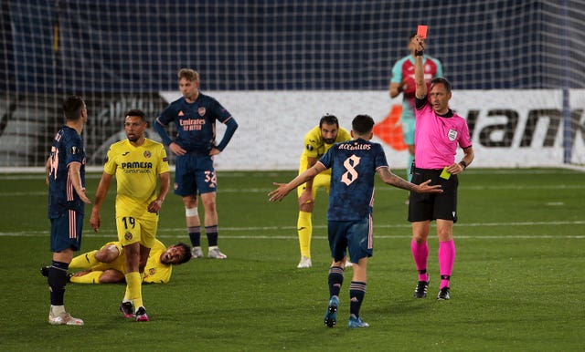 Arsenal were reduced to 10 men when Dani Ceballos was sent off