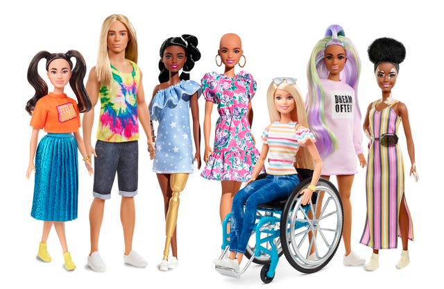 Mattel's range of Barbie dolls