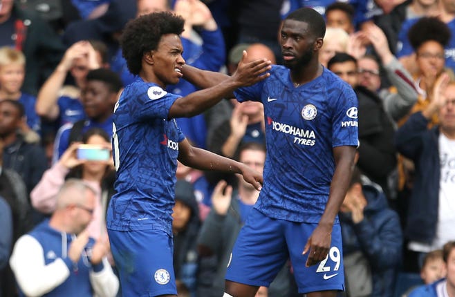 Willian, left, was on the scoresheet for Chelsea