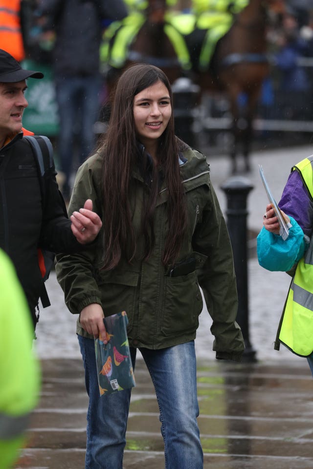 Mya-Rose Craig arrives at the Bristol climate protest