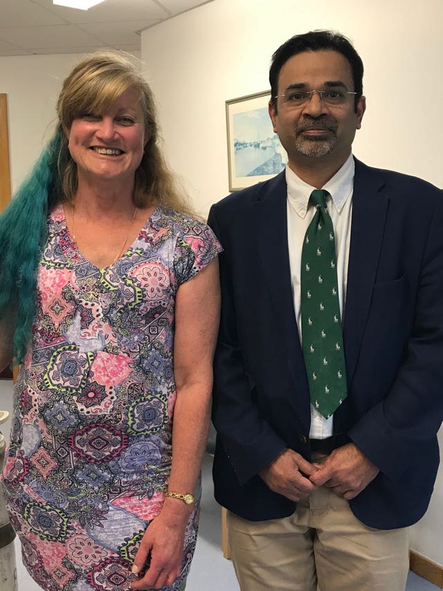 Alison Cameron and consultant neurosurgeon Girish Vajramani
