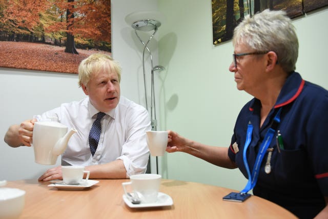 The PM met staff and nurses during a visit to King’s Mill Hospital in Sutton-in-Ashfield
