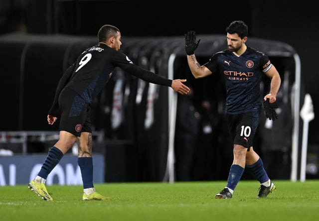 Gabriel Jesus, left, and Sergio Aguero were both on the scoresheet for City