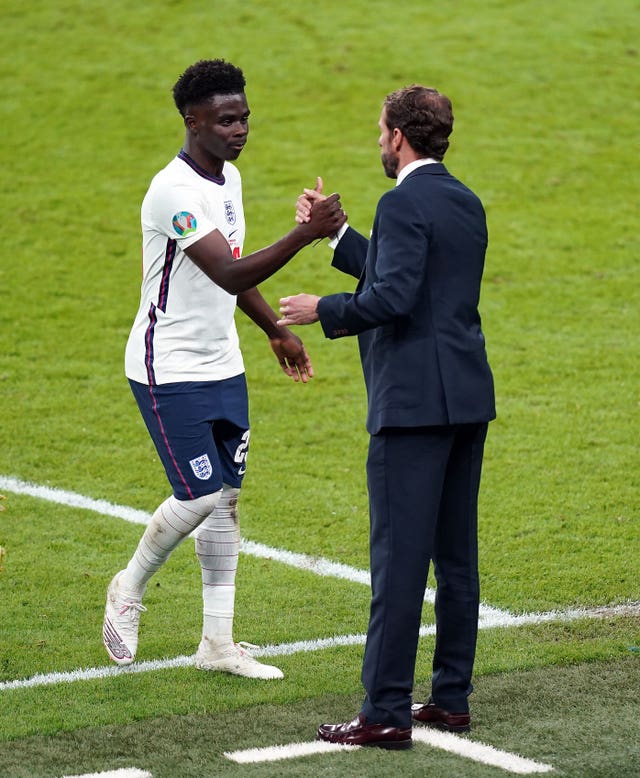 Bukayo Saka made four appearances for Gareth Southgate's side in the finals