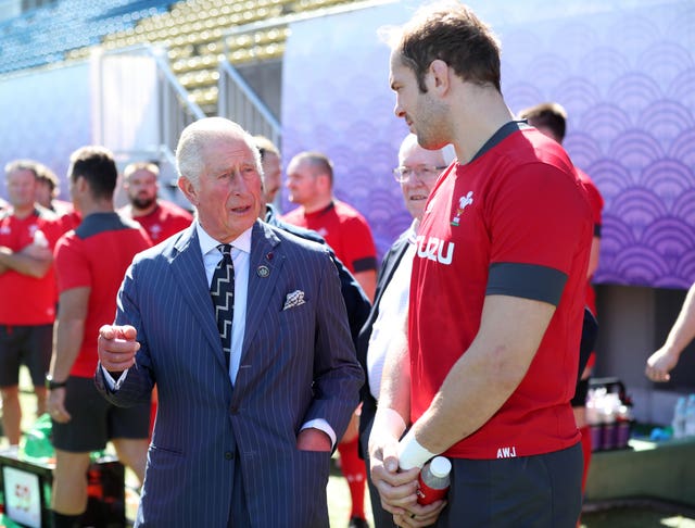 Alun Wyn Jones met the Prince of Wales at training on Tuesday