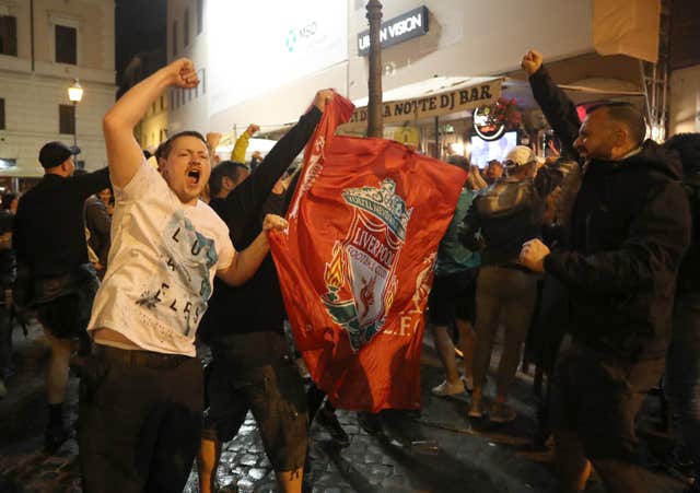 Liverpool fans have descended on Rome ahead of the club's Champions League semi-final (Steve Parsons/PA)