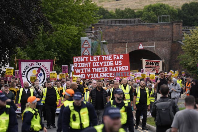 Protests and counter-protests have taken place in Epping (Jordan Pettitt/PA)