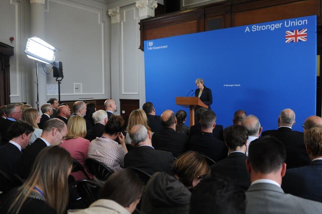 Prime Minister Theresa May making a speech in Stirling