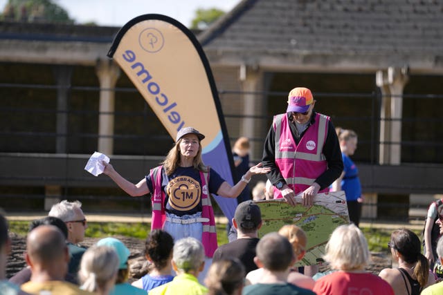 Runners are given instructions ahead of the race