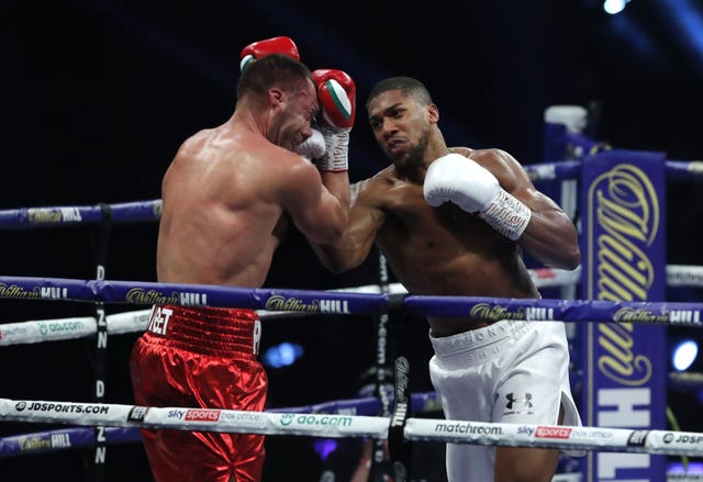 Anthony Joshua, right, defeated Kubrat Pulev last weekend to retain his WBA, IBF and WBO heavyweight titles (Andrew Couldridge/PA)