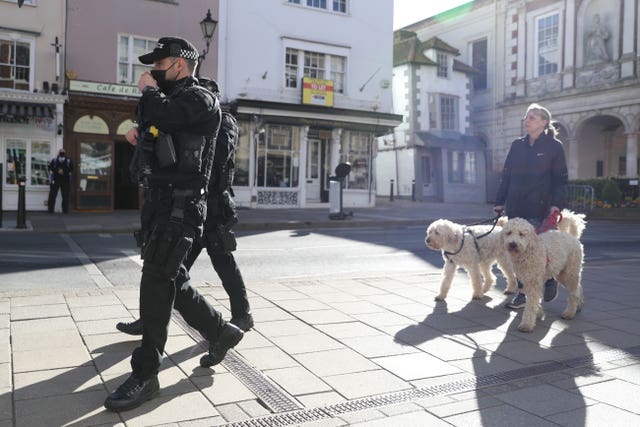 Police officers in Windsor ahead of the funeral