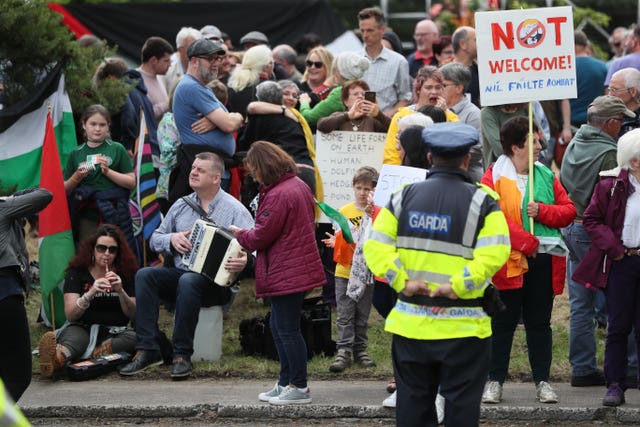 Protesters at the peace camp on the road to Shannon Airport