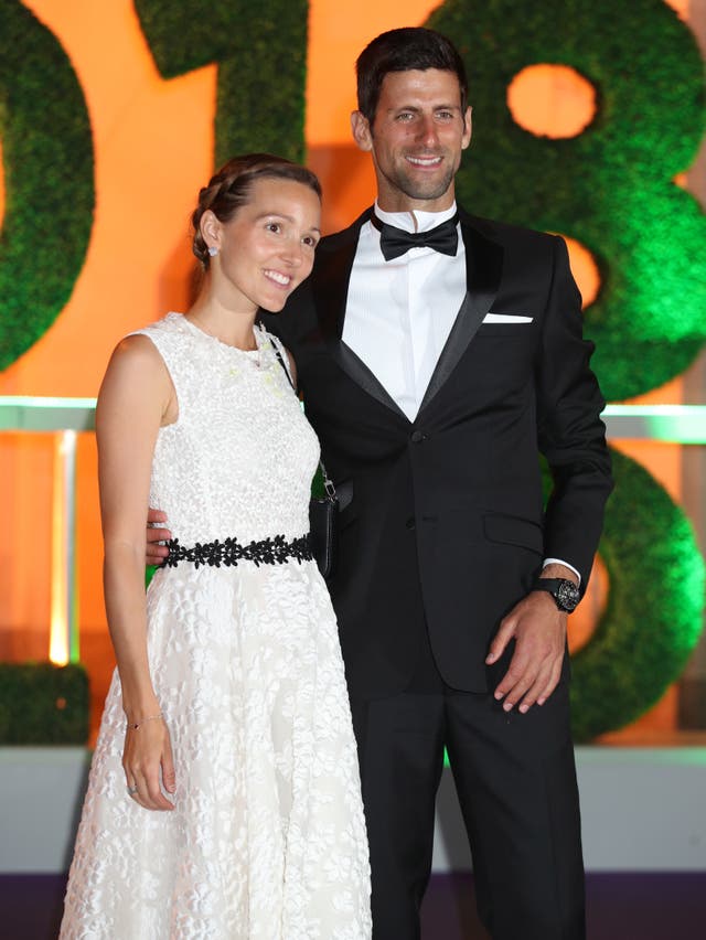 Novak Djokovic and wife Jelena arrive at the Champions’ Dinner at the Guildhall