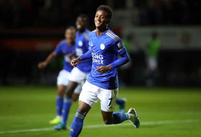 Demarai Gray scored his first goal of the season as Leicester beat Luton
