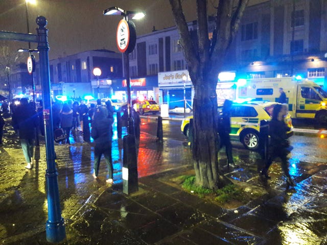 Police at the scene on Tuesday evening