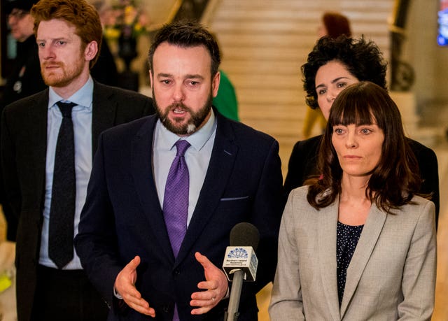 SDLP leader Colum Eastwood with party colleagues at Stormont