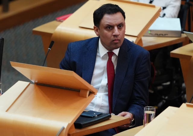 Scottish Labour leader Anas Sarwar listens during a Scottish Parliament debate
