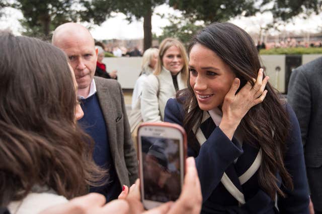 Meghan Markle meets members of the public on a walkabout in Birmingham (Victoria Jones/PA)