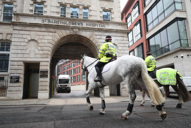 The Duke of Edinburgh is currently in St Bartholomew’s Hospital in London (Yui Mok/PA)