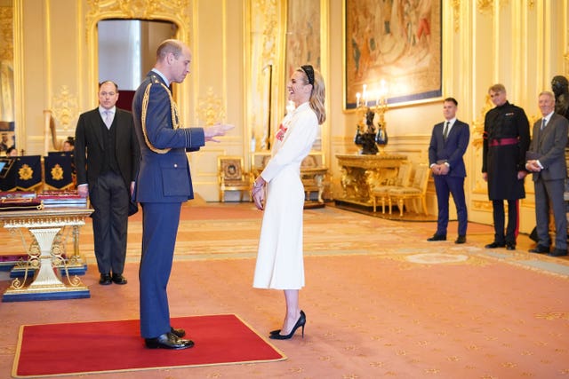 Gabby Logan is made an MBE by the Duke of Cambridge at Windsor Castle
