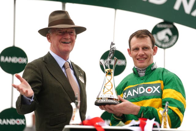 Willie Mullins (left) and Paul Townend celebrate winning last year's Grand National