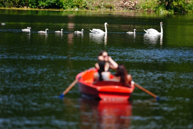 The boating lake at Highfields Park, Nottingham.