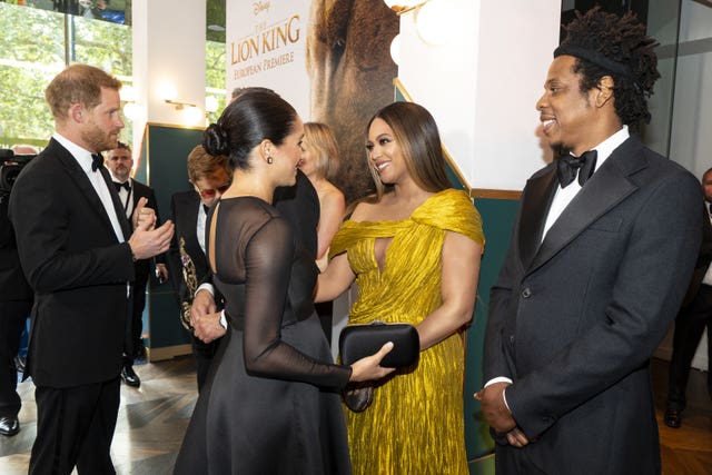 The Duke and Duchess of Sussex with Beyonce and Jay-Z at a red carpet event