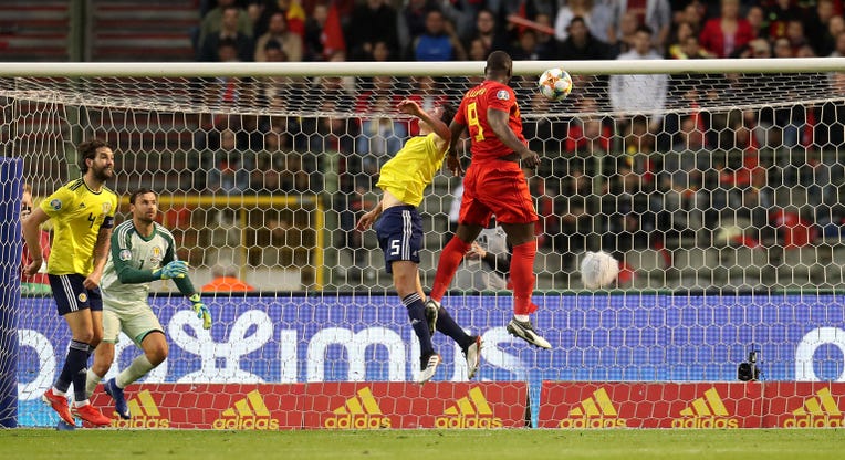 Romelu Lukaku scored the opener against Scotland in Brussels