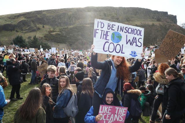 Students in Edinburgh are taking part in the global school strike for climate action (Jane Barlow/PA)