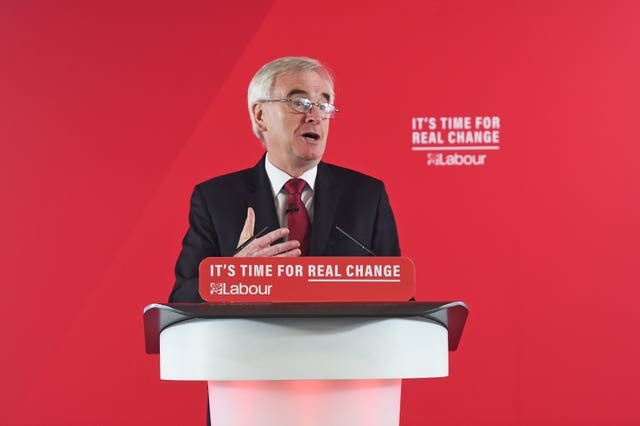 Shadow chancellor John McDonnell gives a speech on the economy in central London