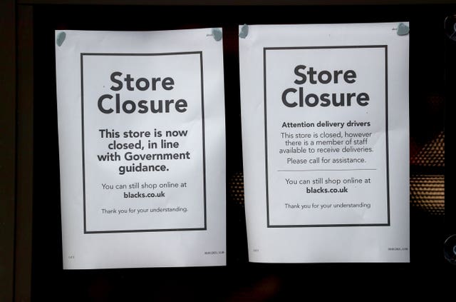 A closed store in Worcester (David Davies/PA)