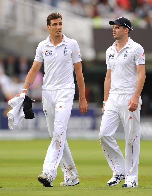 Steven Finn (left) played 36 Tests for England and was part of a bowling attack often led by James Anderson