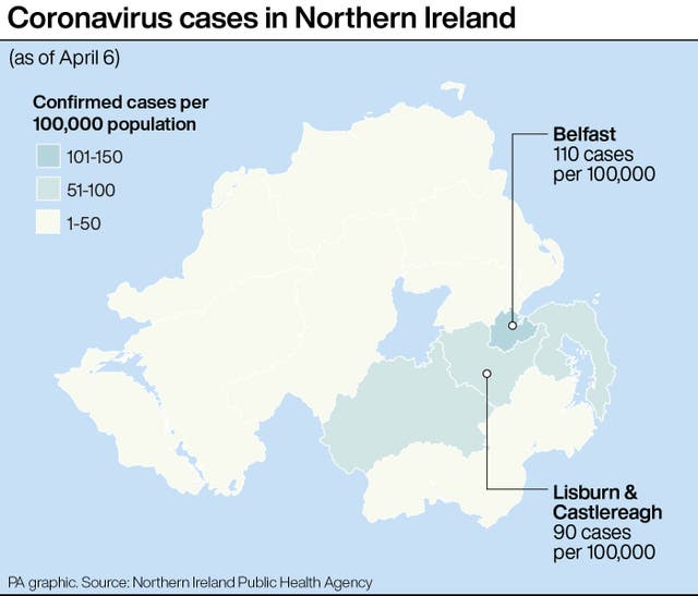 Coronavirus cases in Northern Ireland