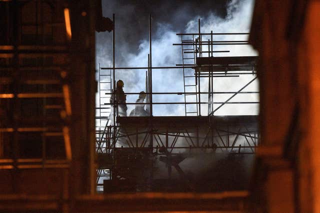 Crews tackle the fire at the University of Bristol's Fry Building (Ben Birchall/PA)