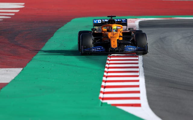 Lando Norris in action for McLaren during winter testing in Barcelona