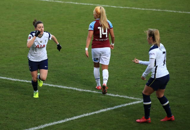 Tottenham’s Lucy Quinn celebrates scoring