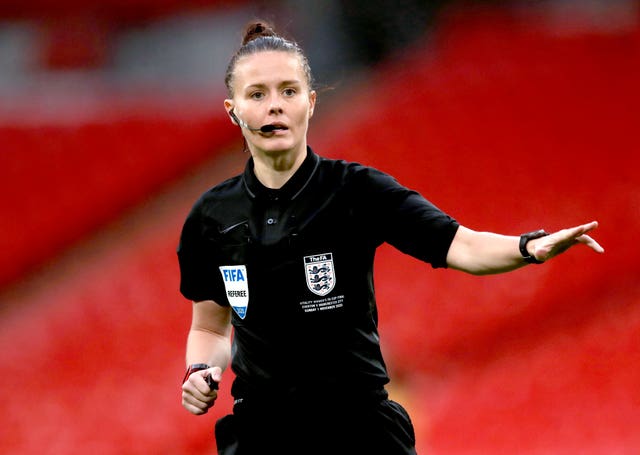 Referee Rebecca Welch the Women's FA Cup Final at Wembley Stadium