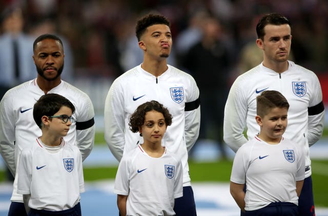 Raheem Sterling, left,  Jadon Sancho, centre, and Ben Chilwell, right, will all be watched this weekend 