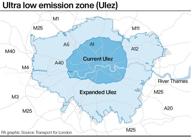 A map showing the Ulez