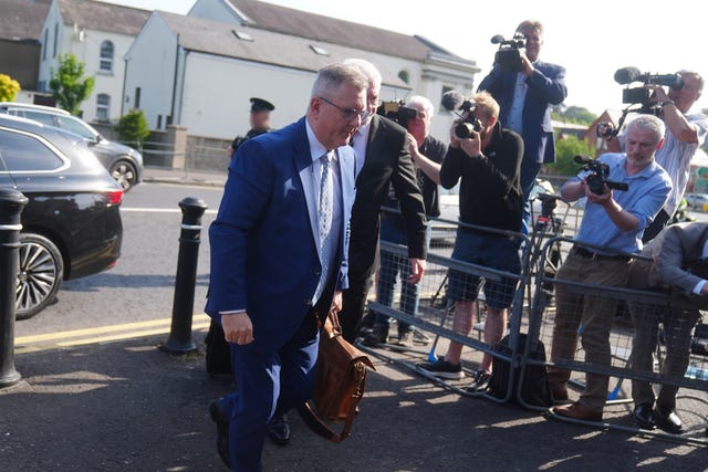 Sir Jeffrey Donaldson arriving at court
