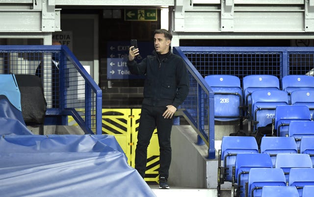 Salford part-owner Gary Neville was at Goodison Park