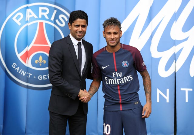 Al Khelaifi, left, with Neymar, will have a big say on whether and how the rebel clubs are readmitted to the ECA
